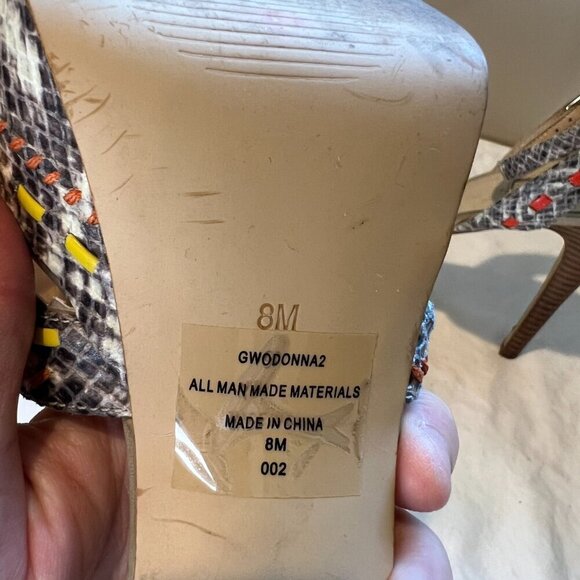 Guess Odonna 2 Platform Open Sandals Multi Ankle Strap Python Heels, Size 8M - Picture 14 of 15